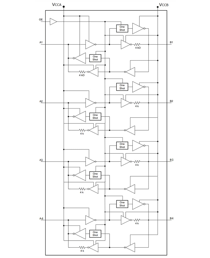 Block Diagram - Diodes Incorporated LXB0104Q Automotive Bi-Directional Level Shifters